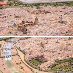 Maqueta de la ciudad de Valencia elaborada a partir del plano de Tomás Vicente Tosca. (Hall del museo de la ilustración de Valencia). Fuente: Medios propios.