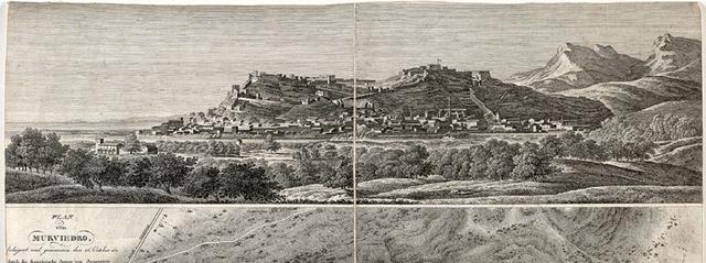 Vista de la histórica ciudad de Murviedro hacia el siglo XVIII. Fuente: Internet.