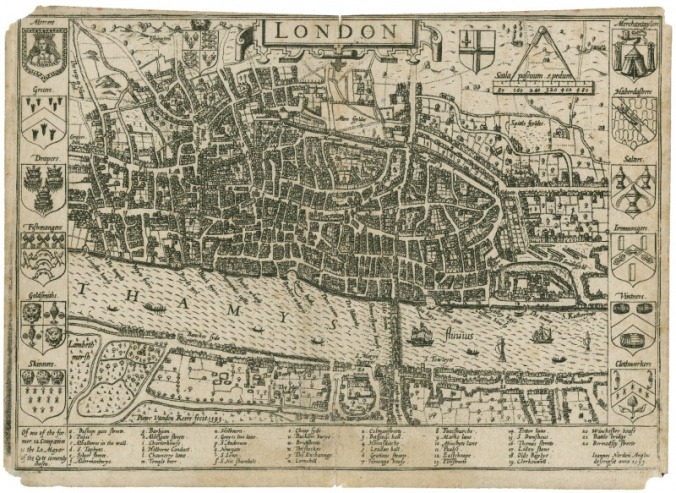 Mapa de Londres del año 1593. Fuente: internet.